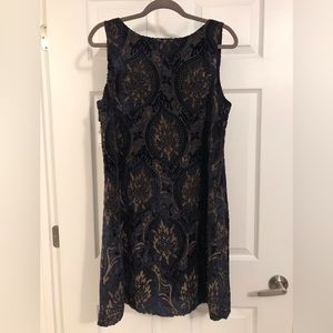 LOFT Holiday shift dress - Navy/Gold - L